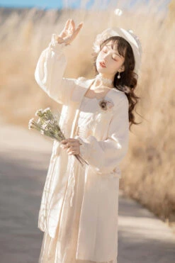 White Chinese Style Bronzing Flower Embroidery Sweet Lolita Jsk Dress -LolitaInside 76c7cfebbcd8354449c8b0291ba6ee0b