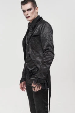 Black Gothic Bright Pattern Printed Decoration Swallowtail Men's Coat -LolitaInside 76cc1c4c1bf875fb6c0e8b3d1d076472