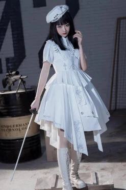 White Travelling Thorns Short Sleeves Print Gothic Elegant Lolita Dress -LolitaInside 771168ba9c8ca1ff1ed53c68f04280dd