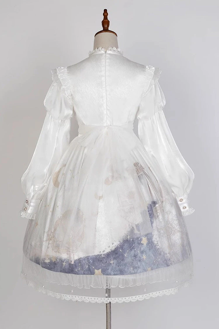 Multi-Color Long Lantern Sleeves Print Ruffle Sweet Princess Lolita Jsk Dress 9 Multi-Color Long Lantern Sleeves Print Ruffle Sweet Princess Lolita Jsk Dress - Image 7