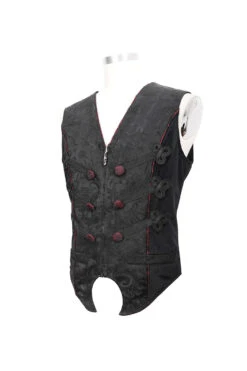 Black Dark Jacquard Chest Plate Buttons Back Lace Up Men's Gothic Waistcoat -LolitaInside 77c7f62a04600b54a92e3aae11bb274b