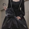 Black Velvet Fake Collar High Waist Classic Lolita OP Dress -LolitaInside 7817e44647936ea2c5fad1c0802a3a2b