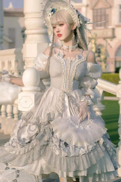 White Rose Maiden Hanayome Multi-Layer Ruffled Classic Lolita OP Dress -LolitaInside 7857f1e80d90dd0dca49d32cb769d12e