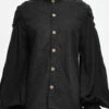 Black Straight Collar Puff Sleeve Jacquard Mens Punk Blouse -LolitaInside 7898adce8602b9c0f26fbf62286b183f