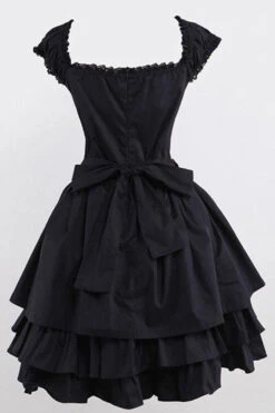 Black Lace Tiered Ruffle Sleeveless Gothic Lolita Dress -LolitaInside 79416f0cd56f19f1bb7929440abf9973