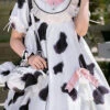 White Cow Pattern Print Short Sleeves Bowknot Ruffled Sweet Lolita OP Dress -LolitaInside 7969a6e4200f1dcca37c0225146f6084