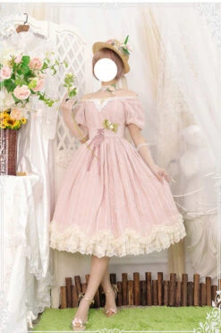 Pink Elegant Vintage Square Collar Short Sleeves Multi-Layer Ruffled Classic Lolita OP Dress -LolitaInside 79af0292b51c8f8cb617a73efd1b5153