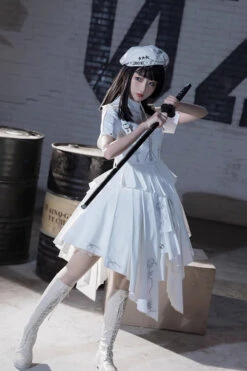 White Travelling Thorns Short Sleeves Print Gothic Elegant Lolita Dress -LolitaInside 7a3a7a6ed22dd37545f4f943e9d17e43