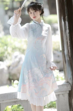 Chinese Ancient Han Element Style Fish Shadow Embroidery Sweet Hanfu Dress -LolitaInside 7adabd93a49f02853386b52c7116a758