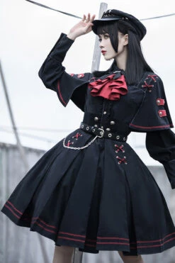 Black Punishment Execution Officer Series Military Style Shirt And Skirt Set Gothic Lolita Dress -LolitaInside 7b1df147d491bf2573840c2d2df4983b
