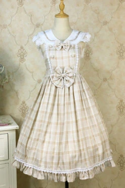 Plaid Print With Fake Collar High Waisted Sweet Lolita JSK Dress