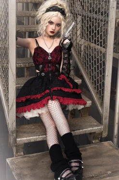 Black/Red Elemental Judgment Day Red Cross Ruffle Gothic Lolita Jsk Dress -LolitaInside 7b6a705fb7bbaedf2ad034c163ad01ff