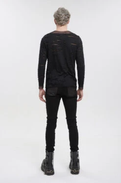 Black Diamond Mesh Irregular Hole Long-Sleeved Men's Punk T-Shirt -LolitaInside 7c56e73abb22bb1fefe733c8d1c14b70