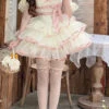 Pink/Beige Ballerina Style Bowknot Slim Fluffy Princess Sweet Lolita Tiered Dress -LolitaInside 7cb3041c982c6bff693177650c23b593