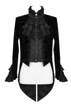 Black Court Pattern Stand Collar Gothic Mens Coat -LolitaInside 7cb732f80cf12f95cc48ec1a34104223