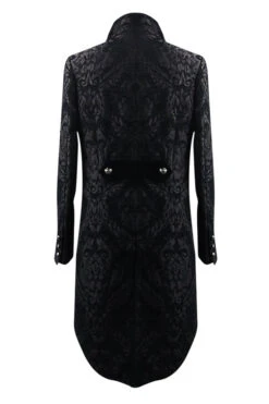 Black Gothic Jacquard Mens Coat With Slit -LolitaInside 7d1442e6d65cd32eec2d01bb0be410ab