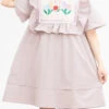 Pink Round Collar Cartoon Floral Print Ruffled Short Sleeves High Waisted Sweet Lolita Dress -LolitaInside 7d6b98ef4decedfd4d7cad7124600bd8