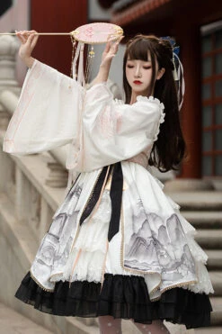 Chinese Style Long Sleeves Landscape Painting Print Bowknot Sweet Elegant Lolita Dress 2 Colors 20 Chinese Style Long Sleeves Landscape Painting Print Bowknot Sweet Elegant Lolita Dress 2 Colors -LolitaInside 7d9de6d494d1b7d5a15b5d18ca5d55a7