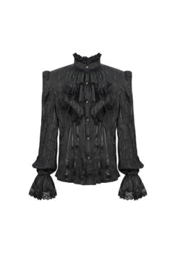 Black Vintage Stand Collar Striped Collar Floral Lace Men's Gothic Shirt -LolitaInside 7da9af0dc1fb484e2c5a0fb4e4c8ef9c