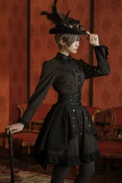 Black/Brown Single Breasted Long Sleeves Ruffled Striped Print Ouji Lolita Dress -LolitaInside 7dab5b0675129ff70489b3d861865a25 8ce730bd 2351 40b2 89a1 03aa1588fea4