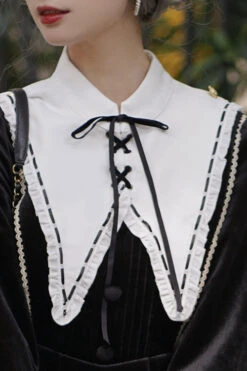 Black Velvet Fake Collar High Waist Classic Lolita OP Dress -LolitaInside 7db254846480bd2549c0103c01f51e53