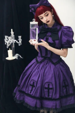 Purple Halloween Cross Short Puff Sleeves Two Pieces Gothic Lolita Dress -LolitaInside 7df4934d19b4b8ea0a2ca68803e533a6