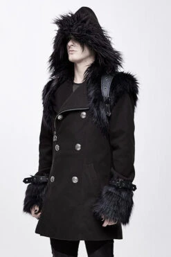 Black Cape Collar Punk Long Mens Coat With Fur -LolitaInside 7e3eb67e4ee767dc77c73540df138023