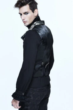 Black/Silver Jacquard Printed Button Men's Gothic Vest -LolitaInside 7e7cc06169c8d296719e58a6355f6ce5 b97e5949 c8eb 4610 bfaa b5bbe4fda46d