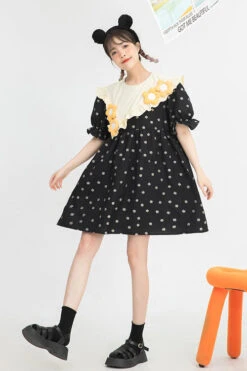 Black Ruffled Splicing Round Collar Bubble Short Sleeves Floral Print High Waisted Sweet Lolita Dress 17 Black Ruffled Splicing Round Collar Bubble Short Sleeves Floral Print High Waisted Sweet Lolita Dress -LolitaInside 7f8ff7940e07c585e41eeee63e2026e3