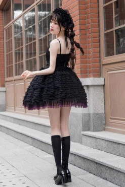Black Midnight Ballet Rose Lace Sleeveless Gothic Lolita Jsk Dress -LolitaInside 7fce001c6628b9d46c88a0af01da6f3a