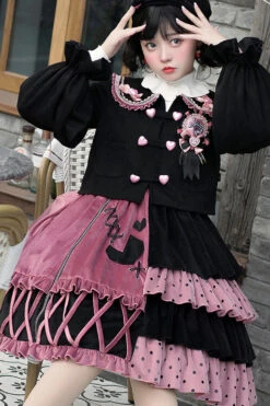 Red/Black Ruffle Stitching Vintage Sweet Lolita Dress -LolitaInside 7ffbf08c5df2d391d54c64399645730a
