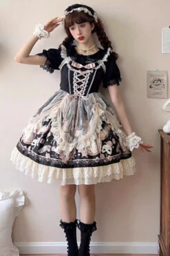 Black Sleeveless Rose Prologue Print Ruffle Bowknot Sweet Elegant Princess Lolita Jsk Dress -LolitaInside 80260c3d39779c70702b3848cf14c911