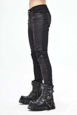 Black Punk Glued Fake Two Pieces Mens Pants -LolitaInside 8136cfd58687a25848906fba644b0460
