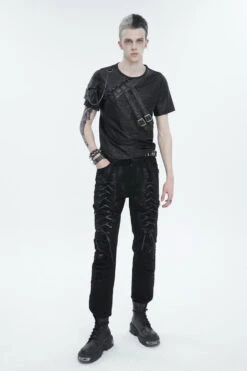 Black Personalities Strappy Distressed Men's Punk Pants -LolitaInside 8151d2412b37d122319a45f3a264ad3f