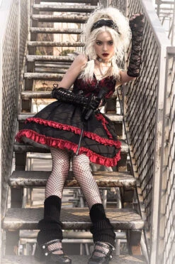 Black/Red Elemental Judgment Day Red Cross Ruffle Gothic Lolita Jsk Dress -LolitaInside 8301cae047fba8d0d475d8325b824344