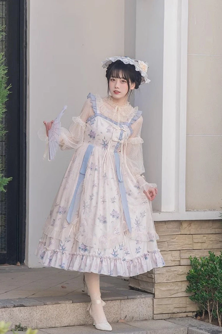 Multi-Color Chinese Style Elegant Flower Wall Print Sweet Lolita Dress 5 Multi-Color Chinese Style Elegant Flower Wall Print Sweet Lolita Dress - Image 3