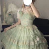 Green Multi-layer Annie's Tea Party Ruffle Hanayome Sweet Lolita Jsk Dress -LolitaInside 849281c652b193992d458fc39acbc476