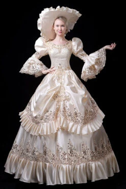 Champagne Court Style High Waisted Ruffled Multi-Layer Victorian Lolita Prom Dress -LolitaInside 84930c95110796e2023a8d4667db38df