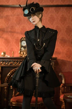 Black/Brown Single Breasted Long Sleeves Ruffled Striped Print Ouji Lolita Dress -LolitaInside 84d1cf131190f4013df33f81f12dee02 5c50ddc5 598c 4ddc 999f 04a1922233f9