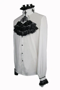 White Chiffon Chest Embroidery Lace Sleeves Mens Gothic Blouse 12 White Chiffon Chest Embroidery Lace Sleeves Mens Gothic Blouse -LolitaInside 84f49fa137263ecc49a0a235fc9cfe70