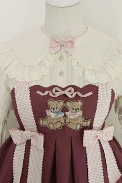 Wine Sheep & Bear Print Alice Girl Bowknot Ruffled Sweet Lolita JSK Dress -LolitaInside 853d3f820d8d91f27cf9a36bab59854b