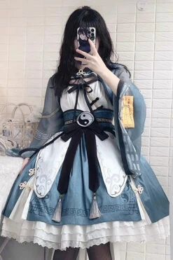 Multi-layer Little Taoist Priest Print Ruffle Sweet Chinese Style Lolita Jsk Dress 2 Colors -LolitaInside 8547af6bb6f31116770f5d54bda5c799