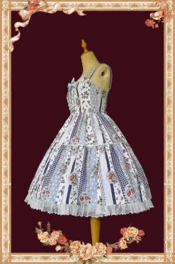 Light Blue Strawberry Plaid Print Bowknot Sleeveless Ruffle Sweet Lolita Dress -LolitaInside 859ac733415b0839ca53c44feea23b78