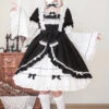 White/Black Long Sleeves Cardigan Bowknot Maid Gothic Lolita Dress -LolitaInside 85a15897a3951a6c16df181fd91772ae