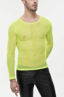 Ellow Gothic Elasticity High Neck Long Sleeve Mesh Men's Shirt