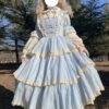 Blue Lapel Collar Long Sleeves High Waisted Multi-layer Bowknot Sweet Lolita Dress