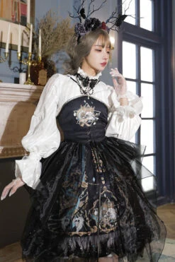 Black God's Salvation Lace Ruffled Gothic Lolita JSK Strapless Dress -LolitaInside 863df55f7571b5b9e2d6dc81fe49bde4
