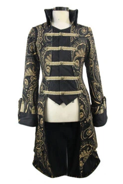 Gothic Jacquard Fake Two Pieces Golden Mens Long Coat -LolitaInside 86d52bd62e532cd0f70fe0c2c14aaee9