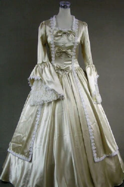 Champagne Cotton Square Collar Trumpet Sleeves Floor Length Bowknot Victorian Classic Lolita Dress