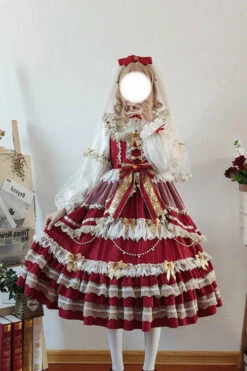Wine Hanayome Bowknot Princess Multi-Layer Ruffled Sweet Lolita JSK Dress -LolitaInside 86e25f8aa1cca9dc3217668f73c002ae